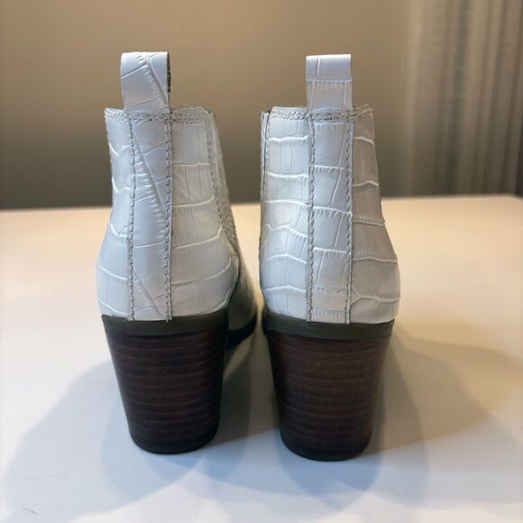 Marc‎ Fisher Rental 2 Women's White Pointed Toe Crocodile Booties Heels Size 8.5 - Picture 7 of 10
